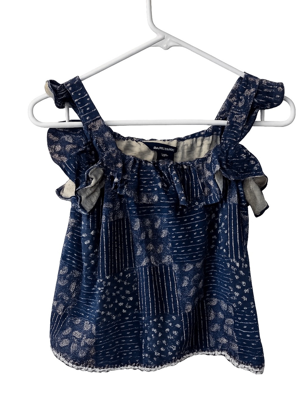 Ralph Lauren Navy Blue Paisley Bandana Printed Ruffle-Strap Tank Western
